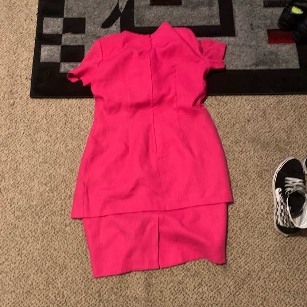 YVES COSSETTE DEPECHE MODE pink dress size 14 with removable shoulder pads